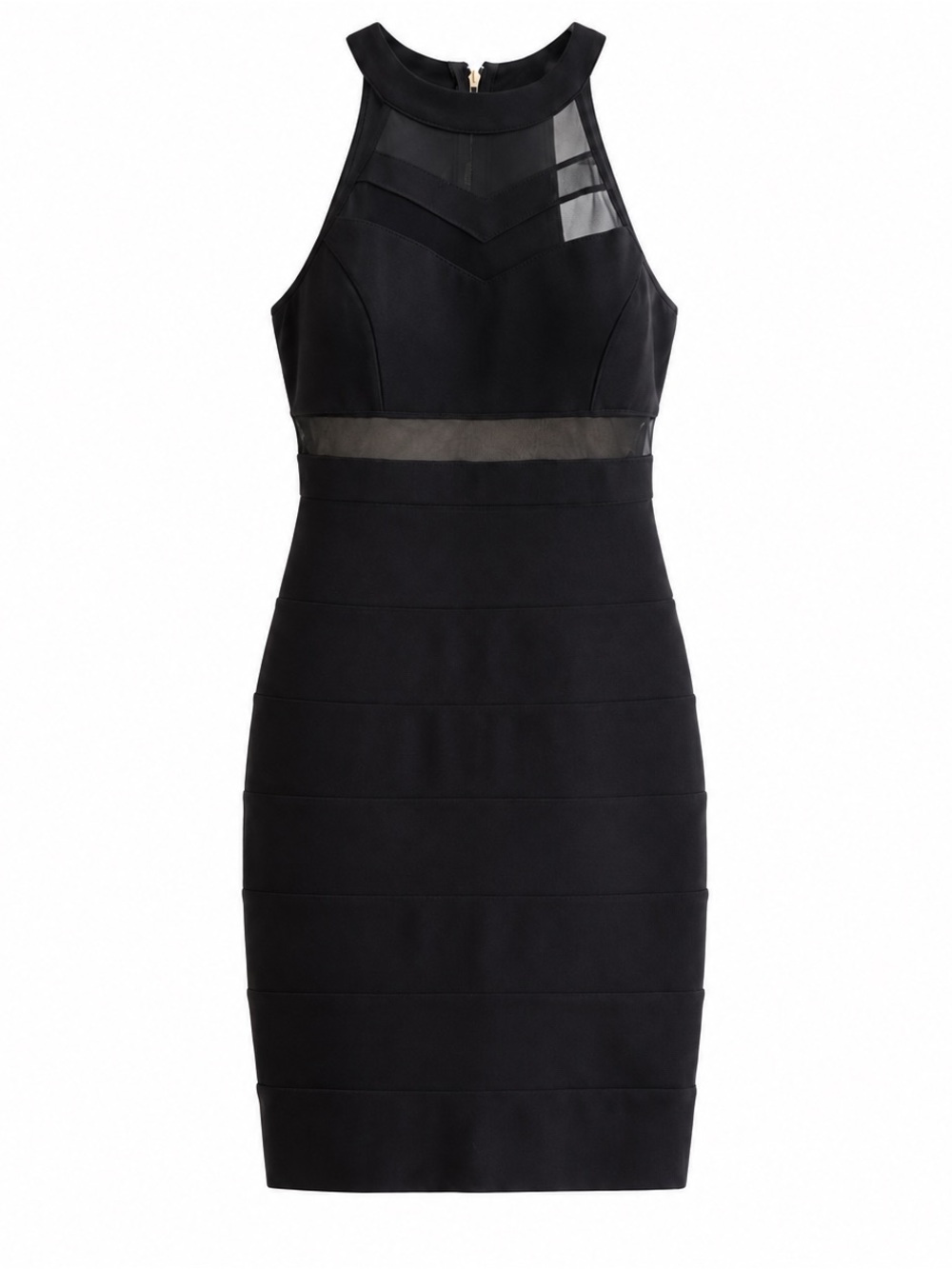 Le Château Black Mesh Cutout Bodycon Mini Dress Size S